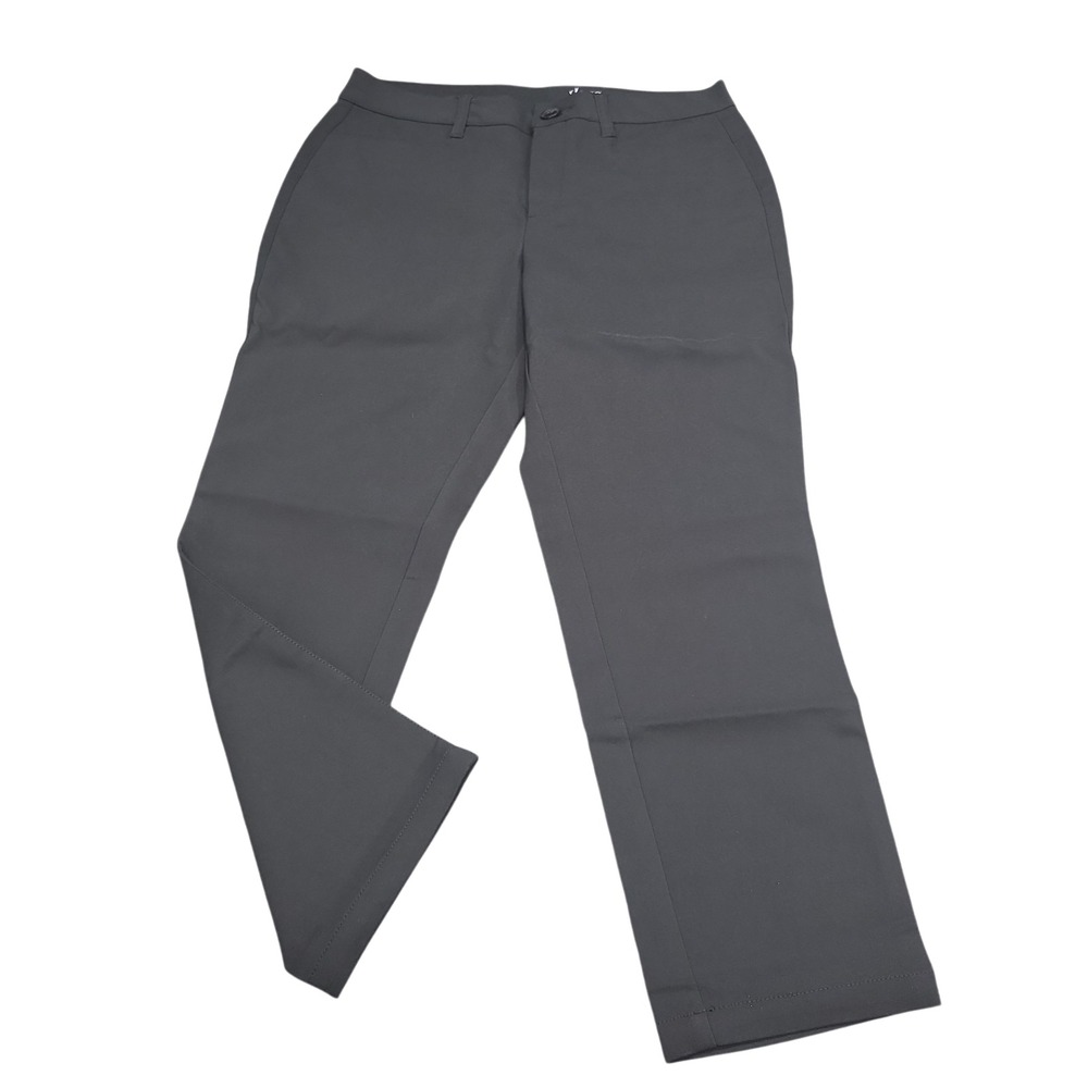 Denim Co Womens Double Weave Straight Leg Ankle Pants Black Petite Size 10P